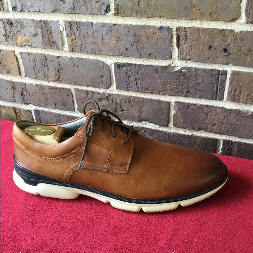 Johnston & Murphy Tan Leather Derby with White Sole
